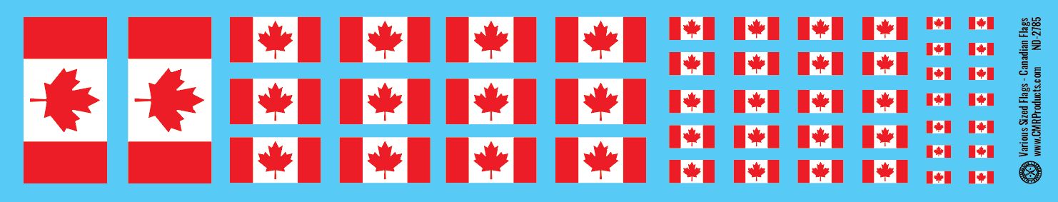 HO Scale - Various-Sized Flags - Canadian Flag Decals