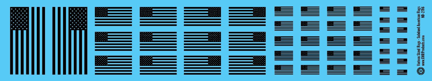 HO Scale - Various-Sized Flags - USA Flag Subdued Decals