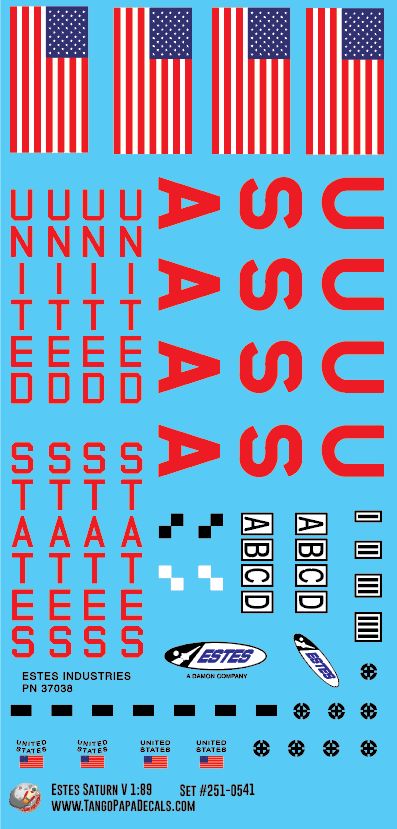 Estes Saturn V 1:89 Rocket Decals