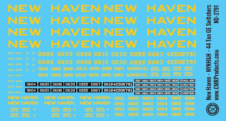 HO Scale - New Haven GE 44-ton Switcher Decals