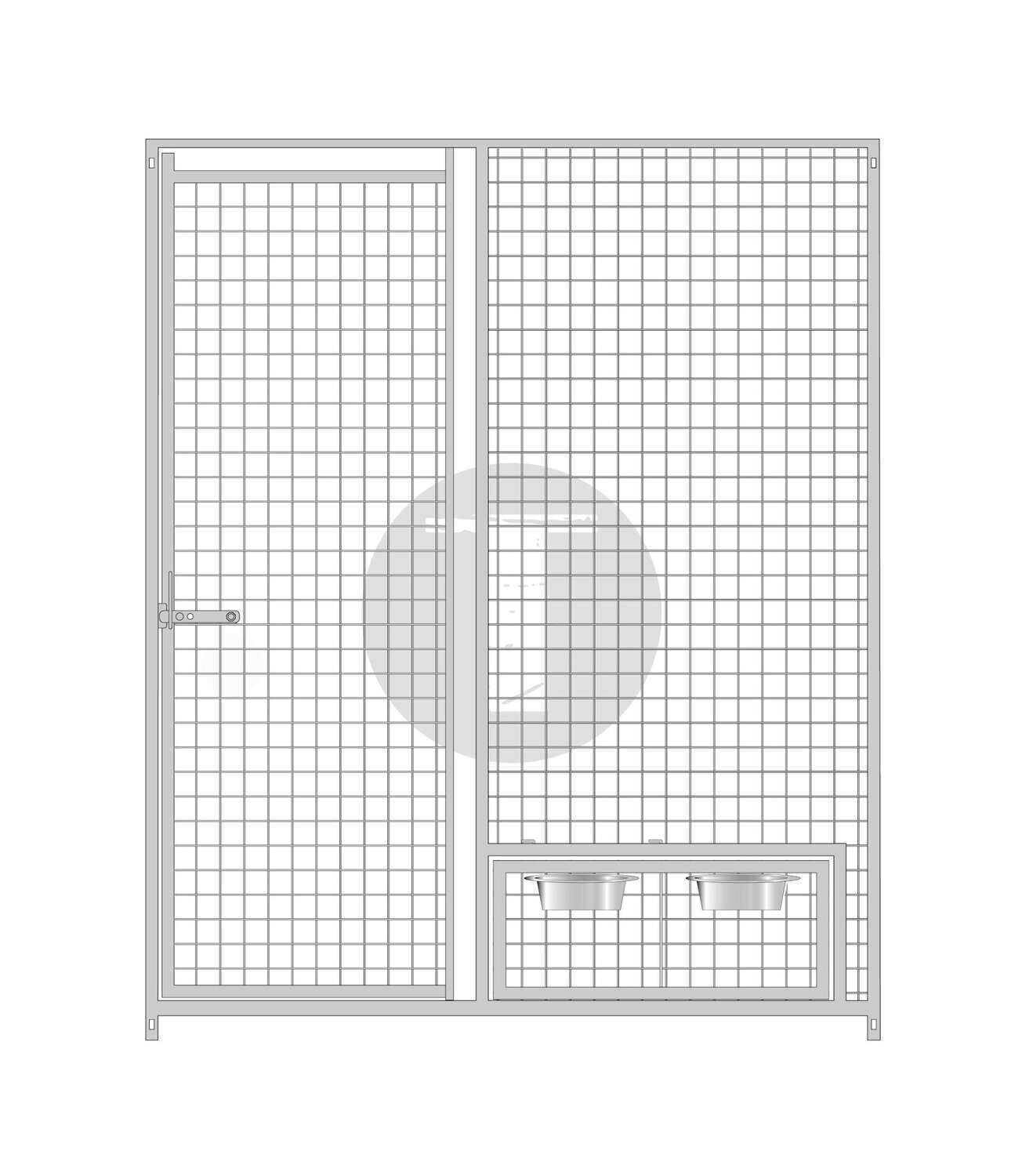 Gitterelement Tür links und schwenkbarem Futterset 5 x 5 cm - 184 cm hoch - B-WARE, Länge: 150cm