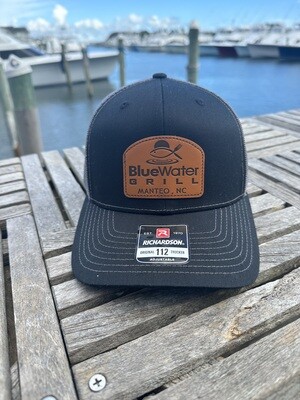 Black & Grey Leather Patch Hat