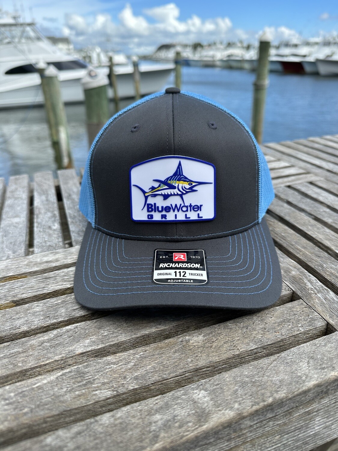 Grey & Blue Marlin Patch Hat