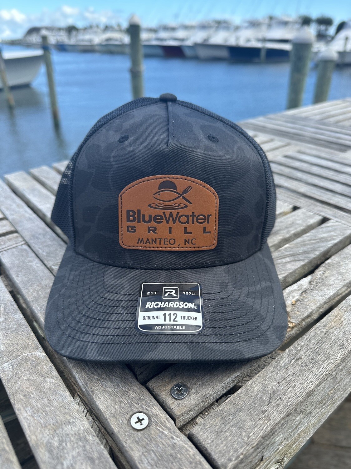 Black Camo Leather Patch Hat
