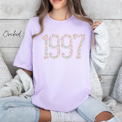 Floral Print Birth Year Tee (Spring Colors)
