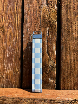 Blue Checkered Keychain Wristlet