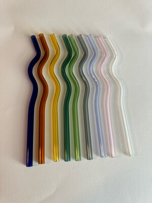 Colored Wavy Glass Straws