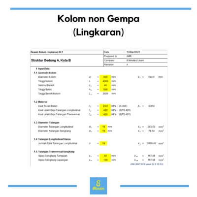Calculation Sheet Kolom Non Gempa (Lingkaran)