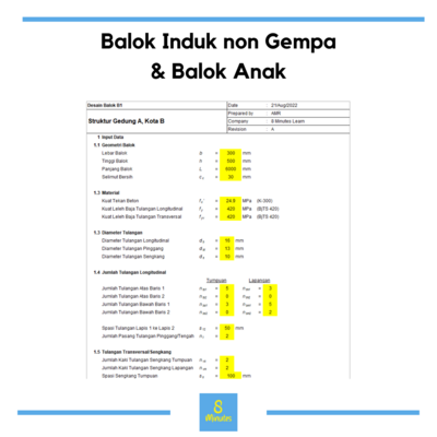 Calculation Sheet Balok Induk non Gempa dan Balok Anak