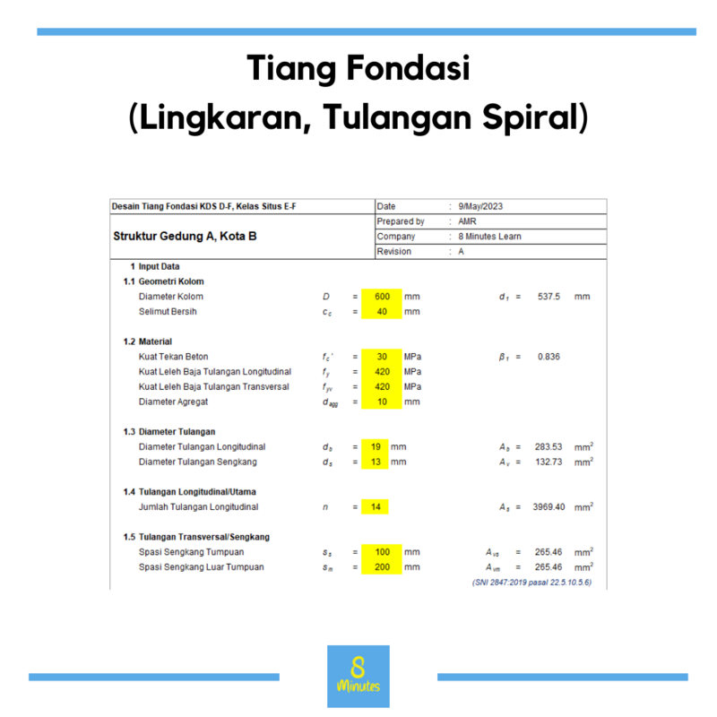 Calculation Sheet Penulangan Tiang Fondasi