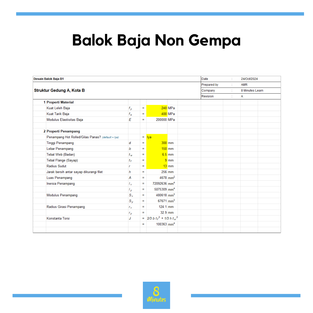 Calculation Sheet Balok Baja non Gempa