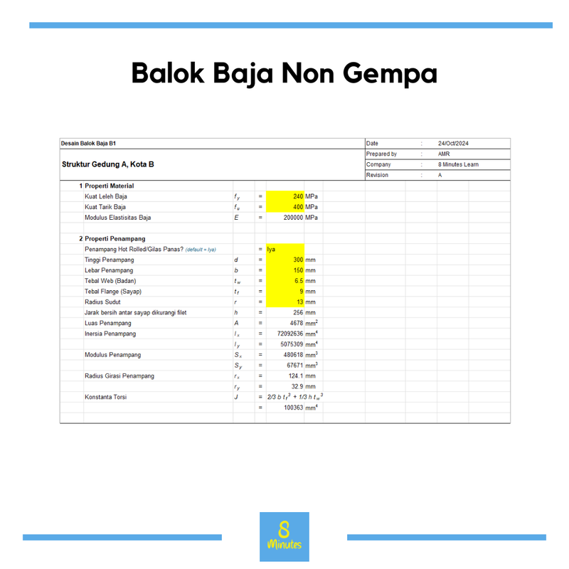Calculation Sheet Balok Baja non Gempa