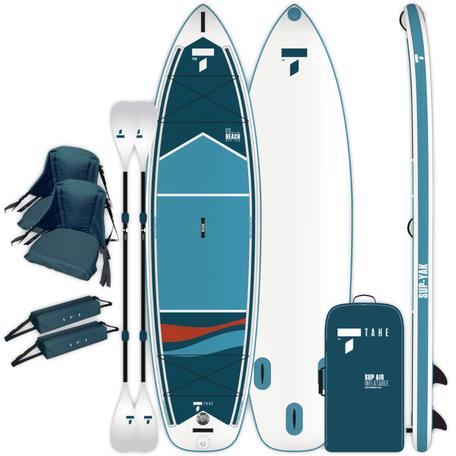NEW TAHE 11'6" BEACH SUP-YAK + KAYAK KIT INFLATABLE STAND UP PADDLE BOARD/KAYAK  HYBRID