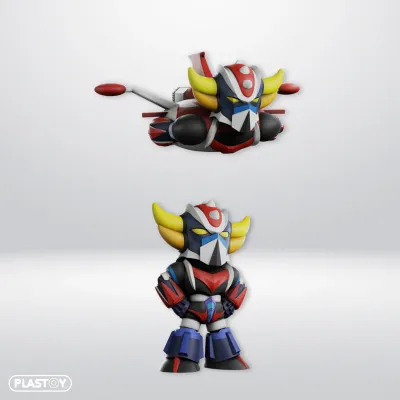 Goldorak - Pack 2 figurines soucoupe &amp; Goldorak debout - Plastoy