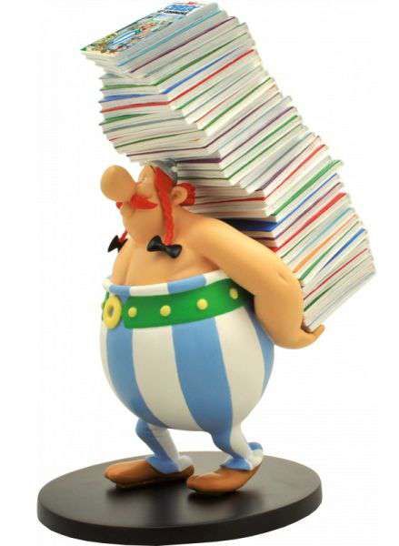 Astérix - Figurine Résine Obélix Pile d&#39;Albums 25 cm - Plastoy