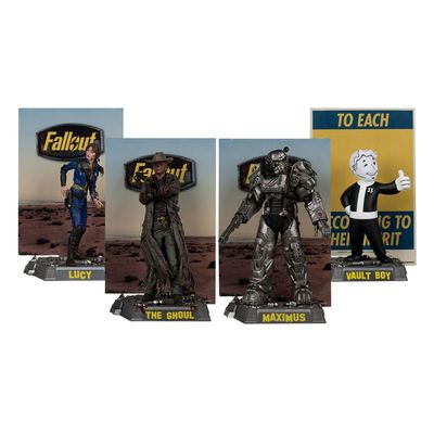 Fallout TV - Pack 4 statuettes Movie Maniacs Lucy, Maximus, The Ghoul &amp; Vault Boy 15 cm - McFarlane Toys