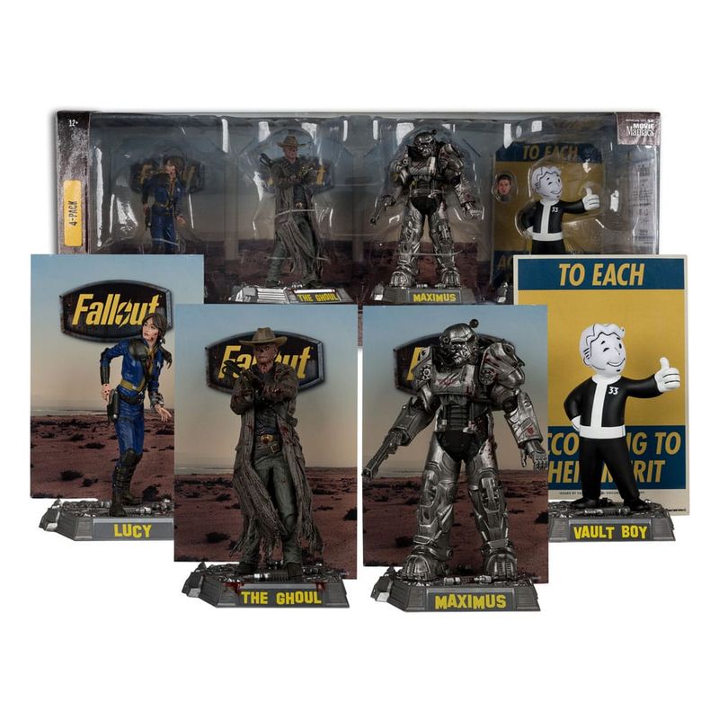 Fallout TV - Pack 4 statuettes Movie Maniacs Lucy, Maximus, The Ghoul & Vault Boy 15 cm - McFarlane Toys