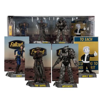 Fallout TV - Pack 4 statuettes Movie Maniacs Lucy, Maximus, The Ghoul &amp; Vault Boy 15 cm - McFarlane Toys