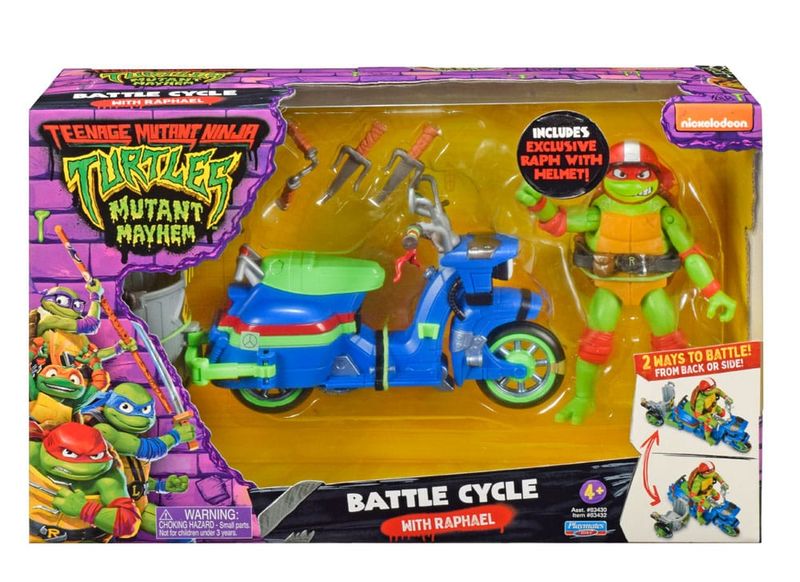 Tortues Ninja : Teenage Years - Figurine Raphael &amp; Scooter et side-car 11 cm - Playmates