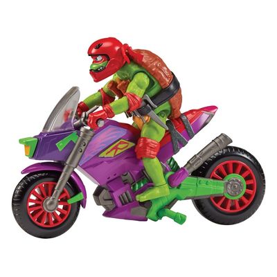 Tortues Ninja - Figurine avec véhicule Raphael &amp; Purple Dragon 12 cm - Playmates