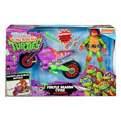 Tortues Ninja - Figurine avec véhicule Raphael &amp; Purple Dragon 12 cm - Playmates