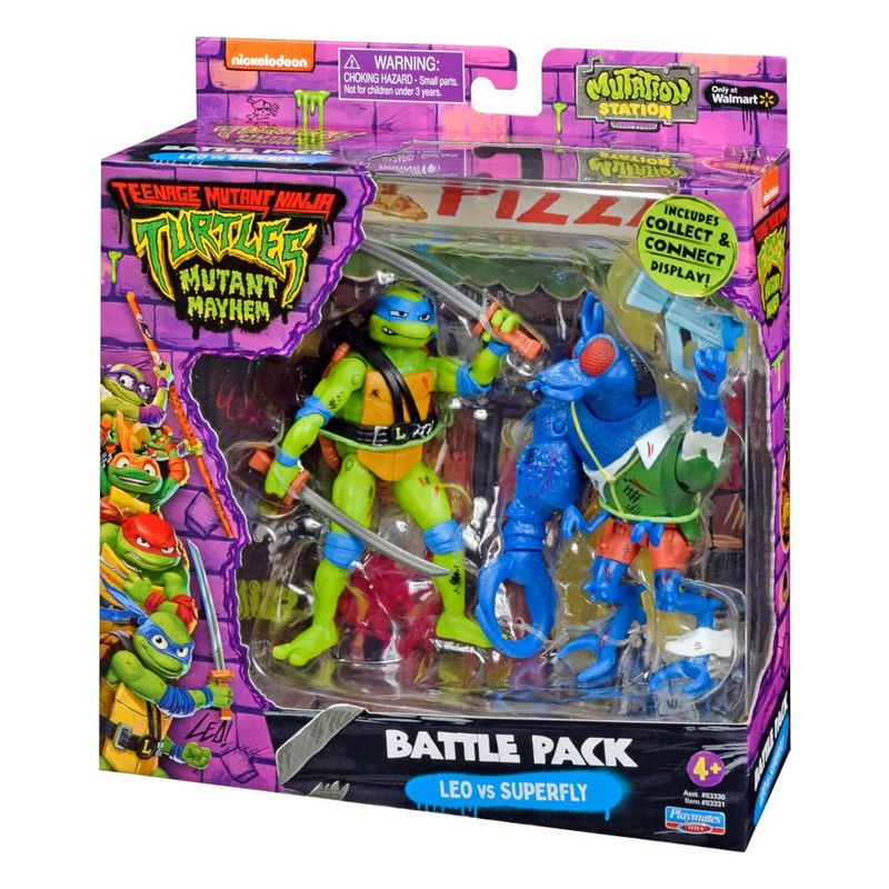 Tortues Ninja - Figurines Leonardo vs. Super Fly 11 cm - Playmates