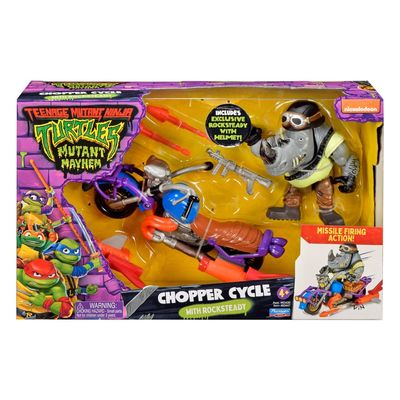 Tortues Ninja - Figurine avec véhicule Rocksteady &amp; Chopper 12 cm - Playmates