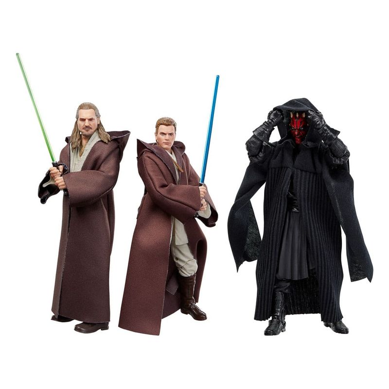 Star Wars Episode I Black Series pack 3 Figurines Qui-Gon Jinn, Darth Maul, Obi-Wan Kenobi 15 cm - Hasbro