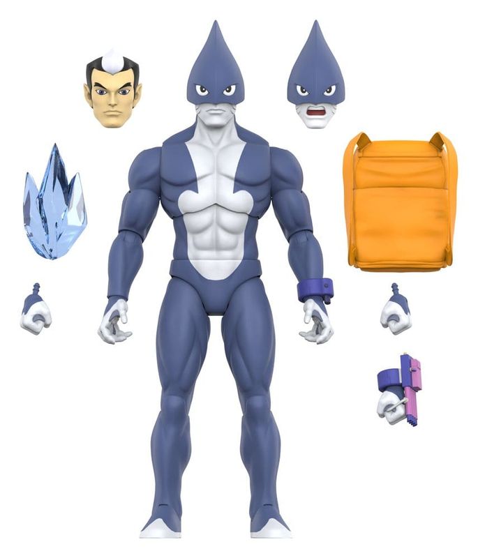 Figurine TigerSharks Mako Hybrid Ultimates Super7 Wave 1 avec têtes interchangeables, armes et accessoires