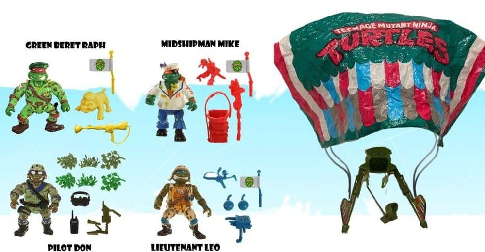 Tortues Ninja Classic - Figurines pack de 4 Sewer Heroes avec Parachute - Playmates