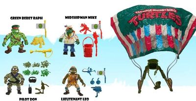 Tortues Ninja Classic - Figurines pack de 4 Sewer Heroes avec Parachute - Playmates