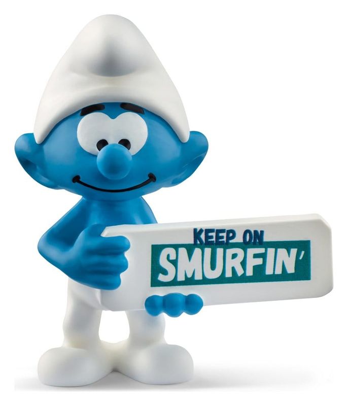 Les Schtroumpfs - Mini-Figurine Schtroumpf avec Panneau (Keep on Smurfin') 5 cm - Puppy Les Schtroumpfs - Mini-Figurine Schtroumpf avec Panneau (Keep on Smurfin') 5 cm - Puppy