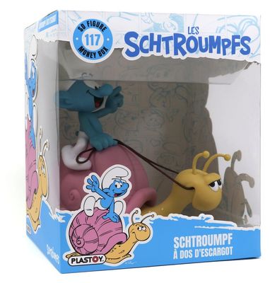 Les Schtroumpfs: Tirelire Smurf on a Snail's Back 19 cm - Plastoy