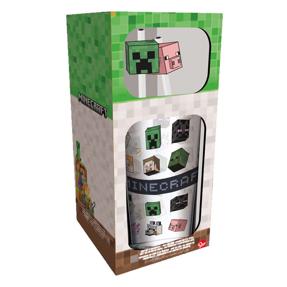 Minecraft - Verre tumbler avec pailles métal Characters 485 ml - Stor