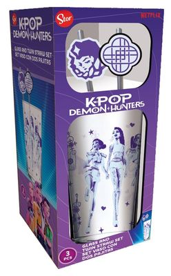 KPop Demon Hunters - Verre tumbler avec pailles 485 ml - Stor KPop Demon Hunters - Verre tumbler avec pailles 485 ml - Stor
