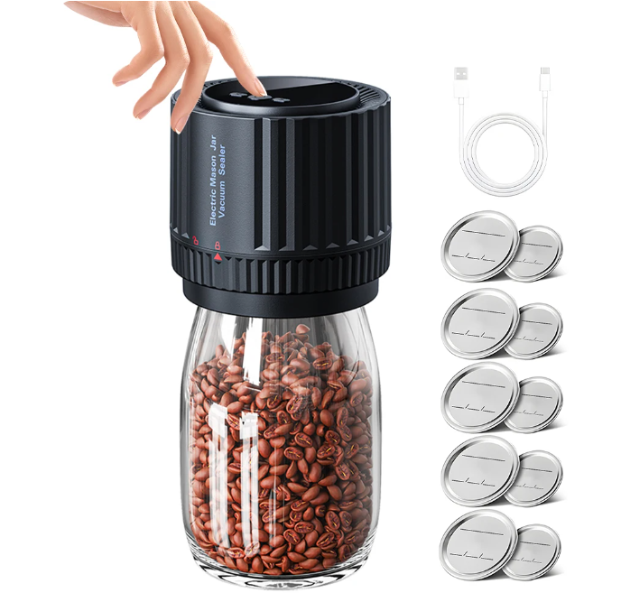 Electric Mason Jar Vacuum Sealer LCD Digital Display Cordless Vacuum Sealer Kit