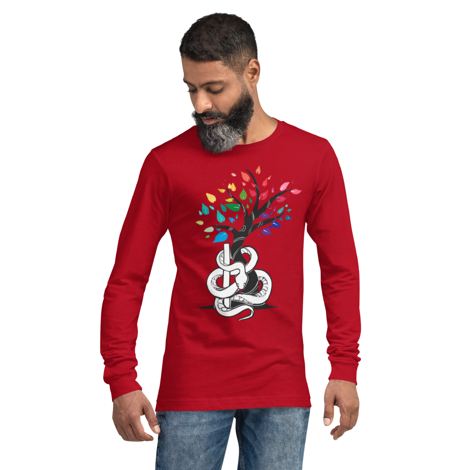 Unisex Long Sleeve Tee, Color: Red, Size: S