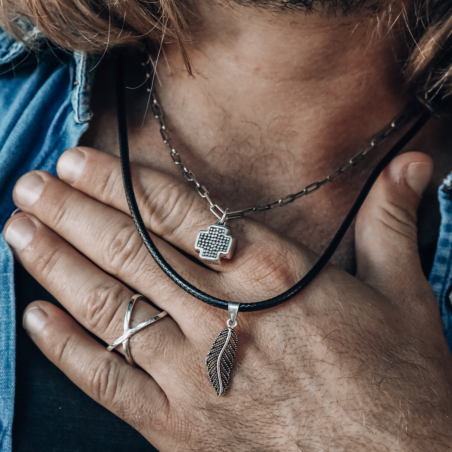 Collar de Hombre con cadena Forcet, Plata 925.