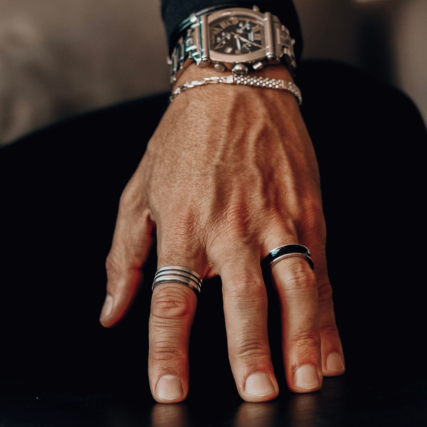 Usar Anillos Anillos Para Hombre Elegantes Anillo Caballero Oro - Main Image