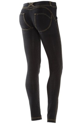 FREDDY - WR.UP® REGULAR-RISE SUPER SKINNY - BLACK WITH YELLOW SEAMS