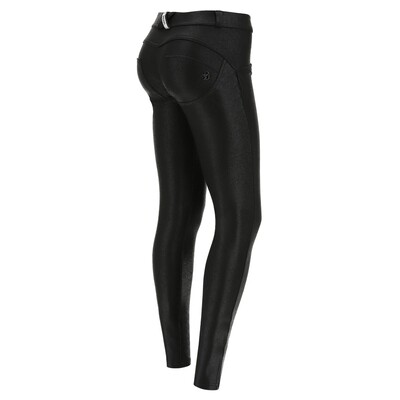 FREDDY - BLACK SKINNY FIT WR.UP® SHAPING TROUSERS IN COATED INTERLOCK FABRIC