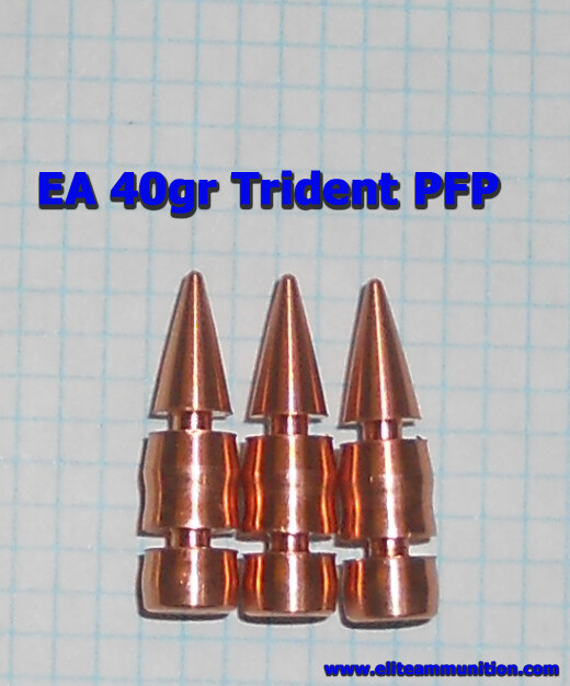 MADE TO ORDER EA .224 Cal 40gr Trident BULLET (100 Bullets)