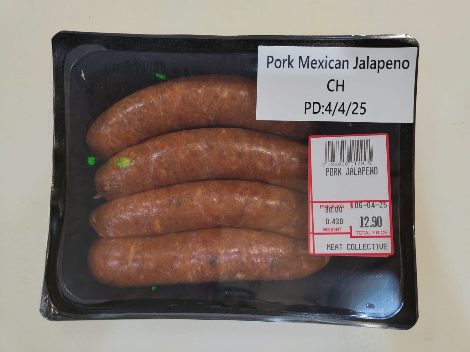 PORK MEXICAN JALAPENO SAUSAGE - $3.00 PER 100 GMS