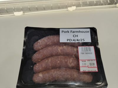 PORK FARMHOUSE SAUSAGE - $3.00 PER 100 GMS