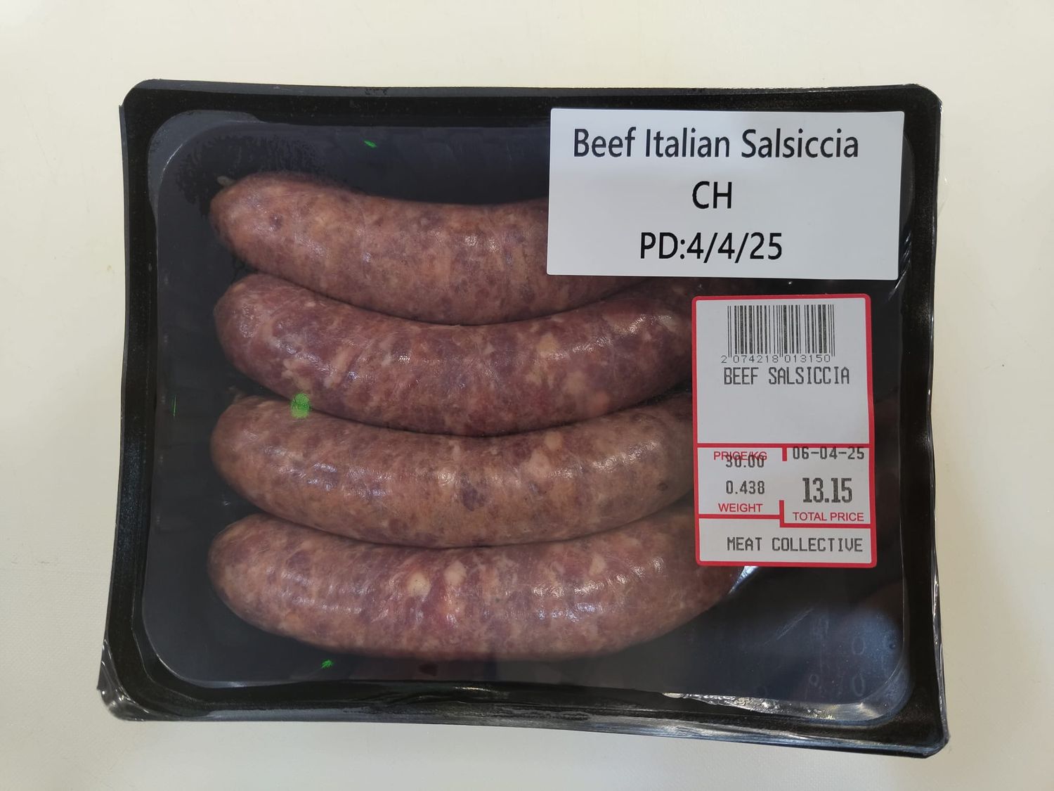 BEEF ITALIAN SALSICCIA SAUSAGE - $3.00 PER 100 GMS