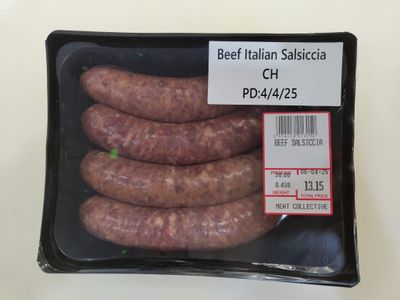 BEEF ITALIAN SALSICCIA SAUSAGE - $3.00 PER 100 GMS