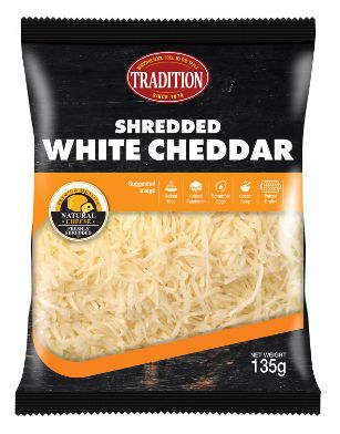 SHREDDED WHITE CHEDDAR  - 135 GM PER PACK