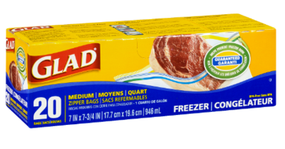 GLAD - FREEZER ZIPPER BAG (20 bags)