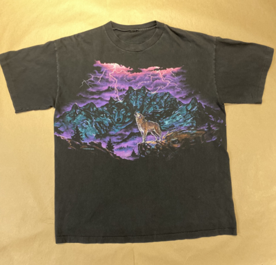 Wolf + Mountain Tee ( Front and Back Graphic )