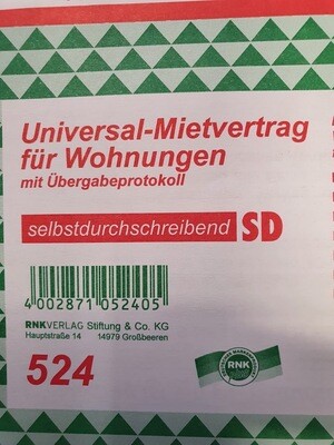 Universal-Mietvertrag für Wohnungen mit Übergabeprotokoll - SD, 4 x 2 Blatt